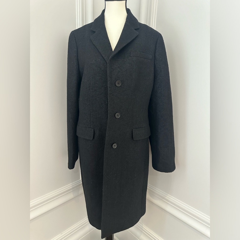 Talbots NWOT Black Shimmery Wool Blend Peacoat (Size 12)